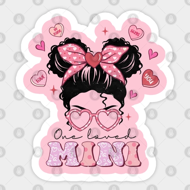 One Loved Mini Messy Bun Heart Glasses Matching Valentines Sticker by JDVNart